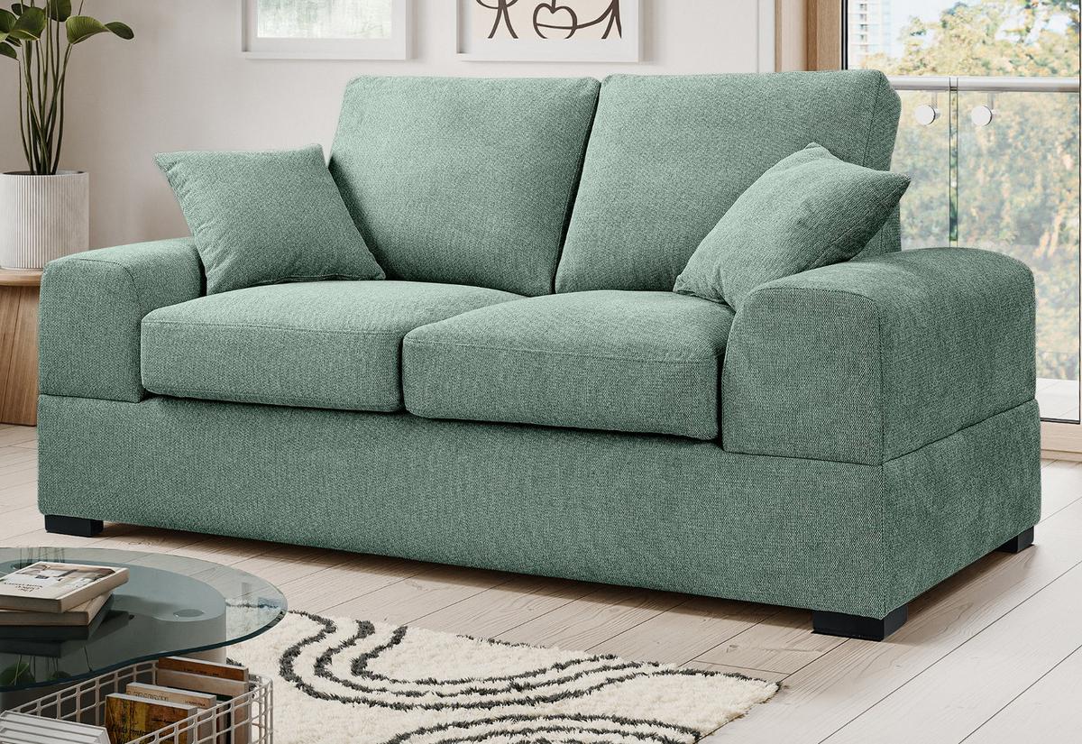 SOFA petrol Strukturstoff, Couch 2-Sitzer 182 cm mit Premium Kaltschaum - Petrol/Schwarz, Holz/Textil (182/90/93cm) - Inn.Furn