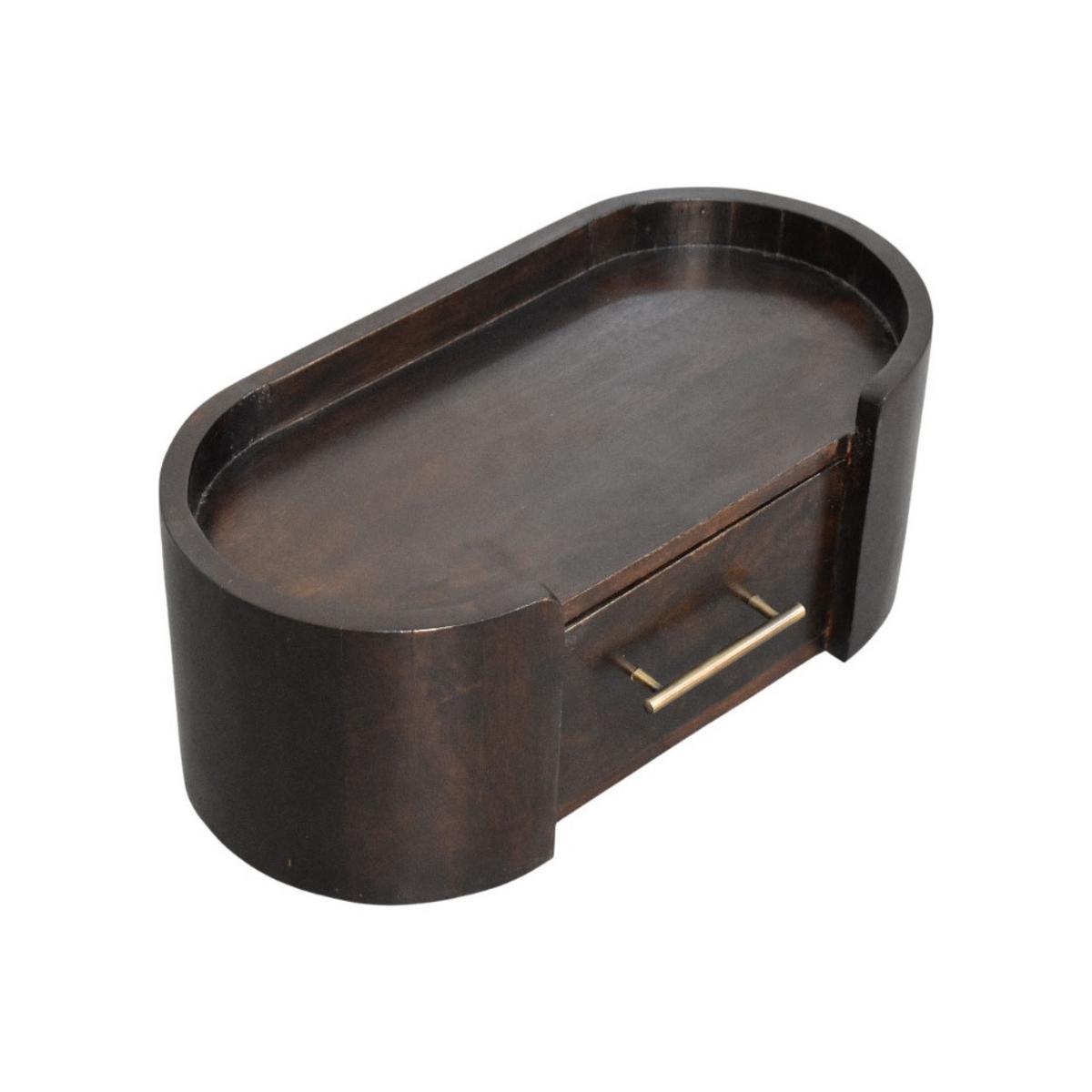 NACHTTISCH mit Samt-Mokka-Finish, 1 Schublade, oberes Fach, dunkelbraun - Dunkelbraun/Goldfarben, Holz/Metall (50/20/25cm) - Artisan Furniture