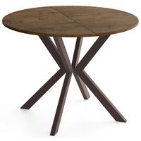 ESSTISCH Valio rund oval ausziehbar verlängerbar mit braunen Metallbeinen, Eiche Braun Rustikal 90-130/90/76 cm - Alteiche/Braun, Holzwerkstoff/Metall (90/130/76cm) - WFL GROUP