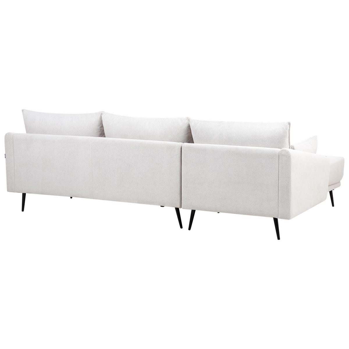 ECKSOFA 3-Sitzer Stoff Cremeweiß rechtsseitig Varde - Creme, Textil (245/162cm) - Beliani
