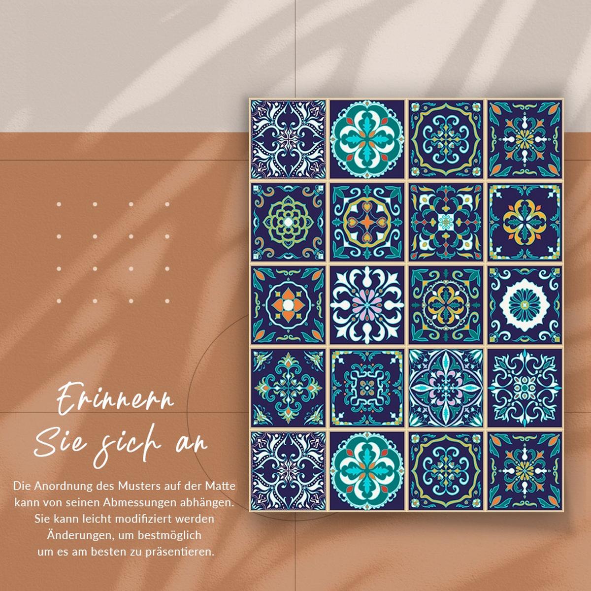 VINYL TEPPICH 60x90 cm Portugiesische Fliesen - Weiß, Kunststoff (60/90cm) - TULUP