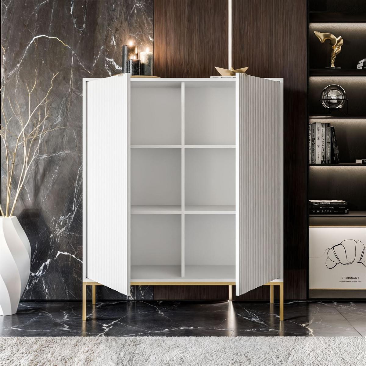 HIGHBOARD CORTADO GOLD K104 ZWEIFLUEGELIG WEISS - Weiß, Holzwerkstoff (104/125/39cm) - Lookway