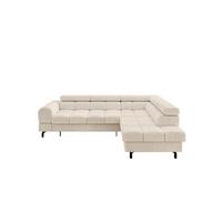 ECKSOFA mit Schlaffunktion Ottomane Rechts LUMA-L 272x203x70 Beige Cord - Beige/Schwarz, Holzwerkstoff/Kunststoff (203/272cm) - ALTDECOR