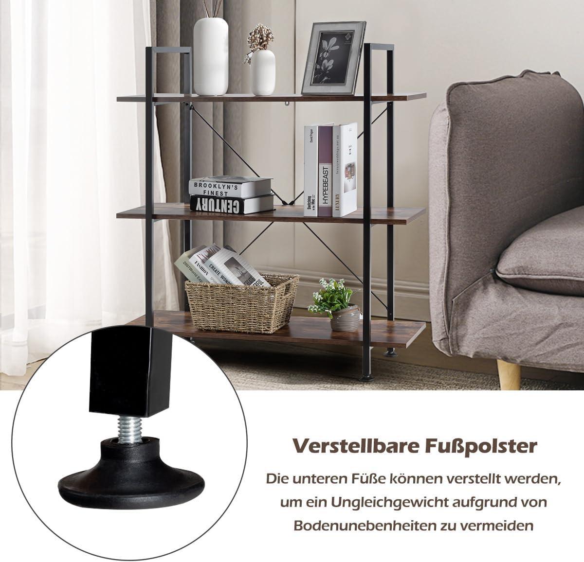 BUCHERREGAL Vintage Eiche Dekor - Alteiche, Holz (90/99/36cm) - COSTWAY
