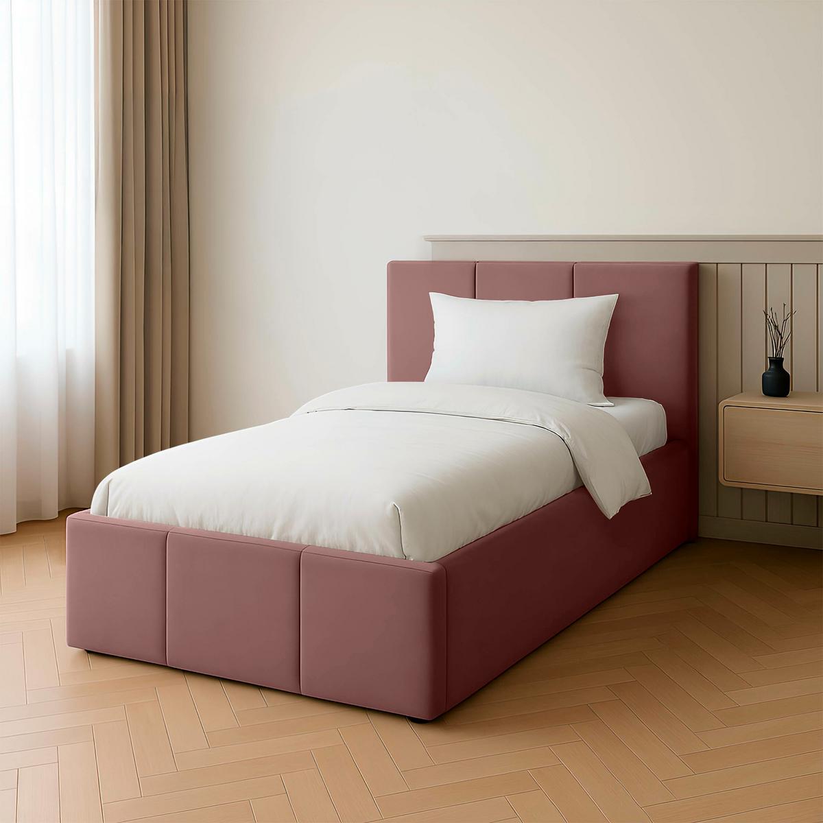POLSTERBETT für Schlafzimmer Bett mit Stauraum Altrosa 90x200 - Altrosa, Holzwerkstoff/Metall (90/200cm) - Muralo
