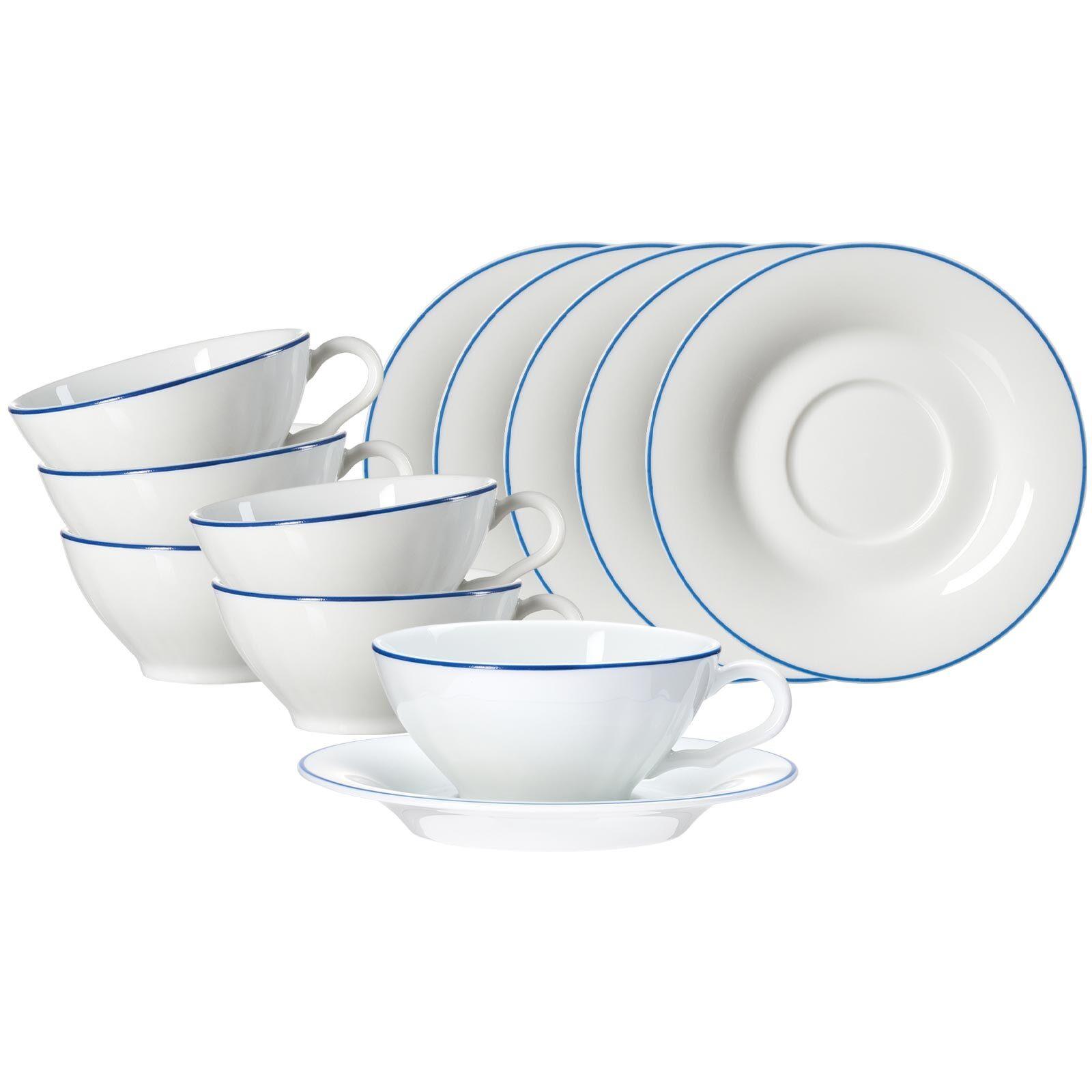 TEETASSEN MIT UNTERTASSEN Ostfriese Blau 100 ml 6er Set - Blau, Keramik (0.1L) - Ritzenhoff Breker