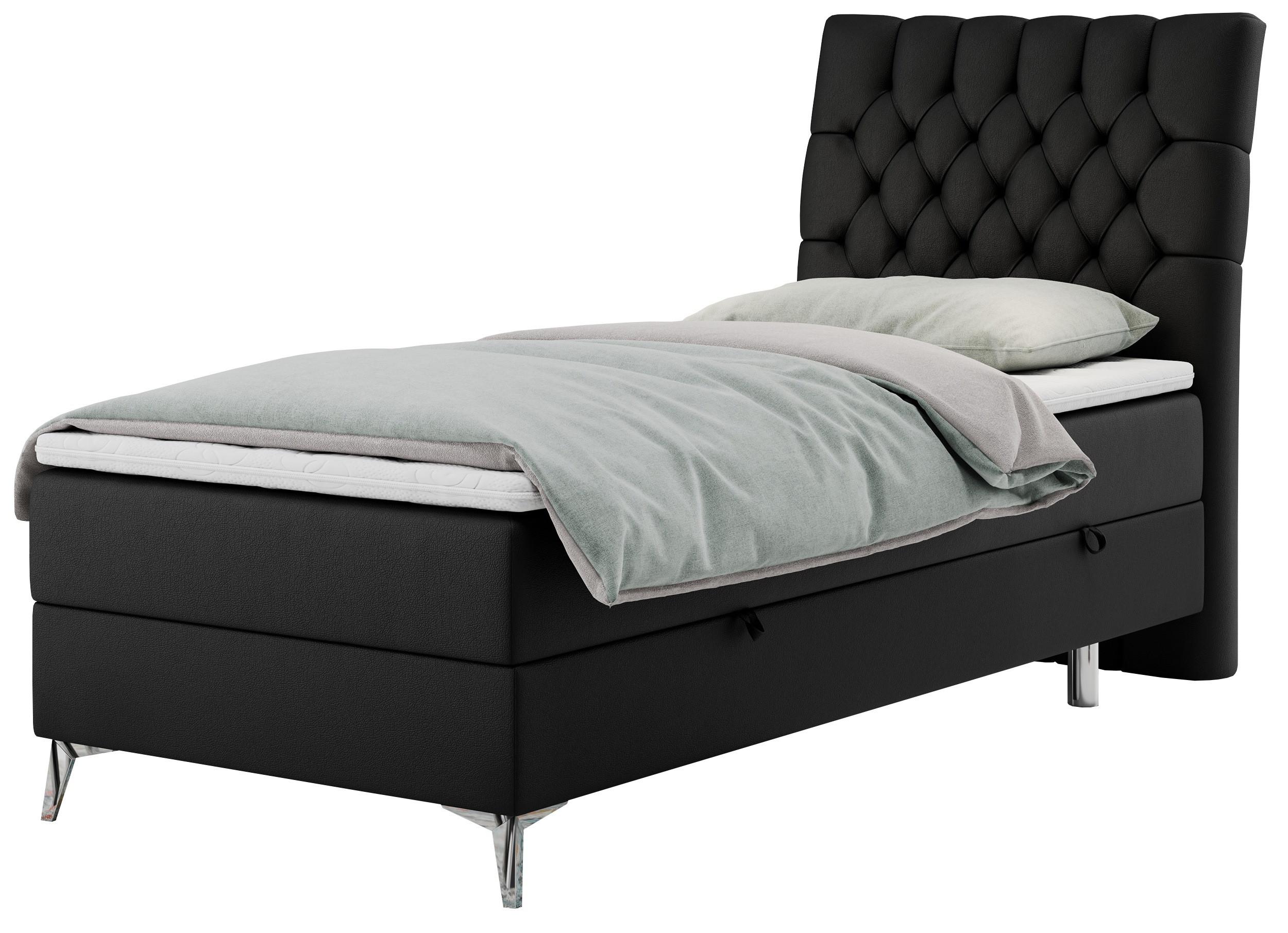 BOXBETT MILEN 90/200 Schwarz Kunstleder - H3 - Rechts Seite - Schwarz, Holz/Textil (90/200cm) - MKS