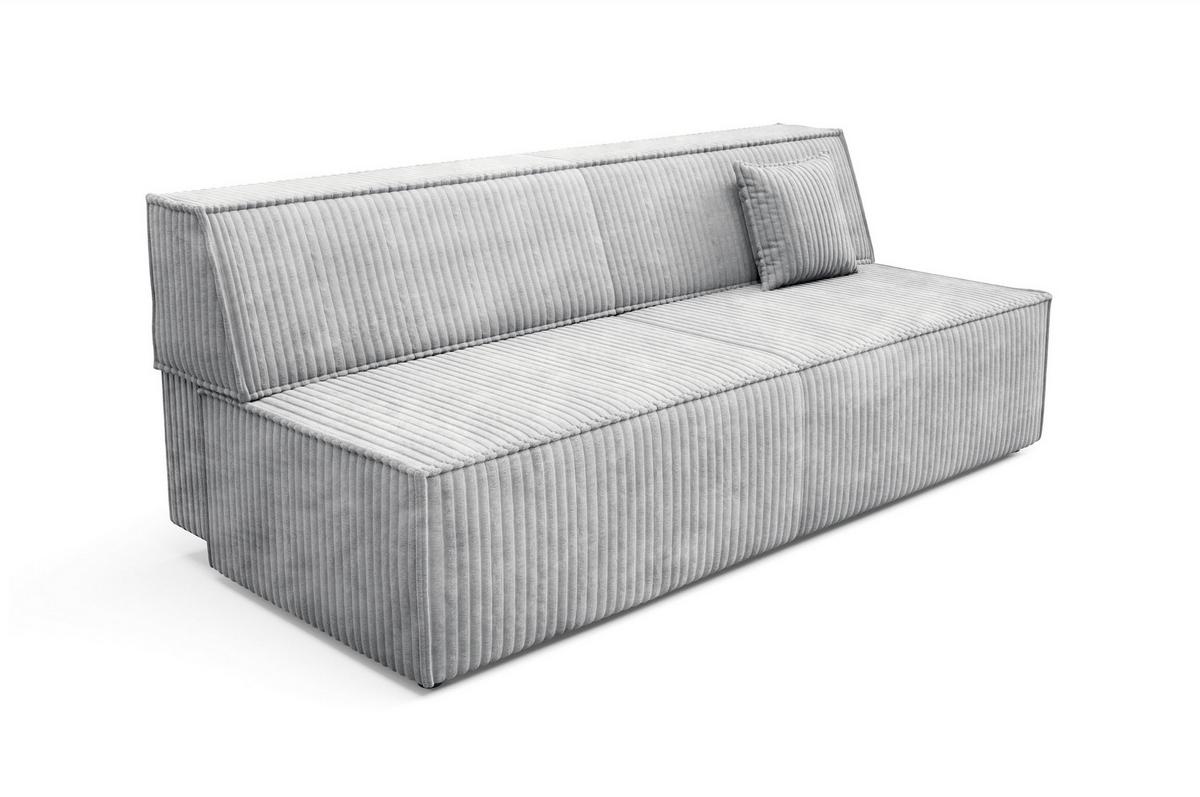 BETTSOFA TESSO Grau Kordstoff mit Schlaffunktion - Weiß, Holz (202/74/94cm) - MASSENO