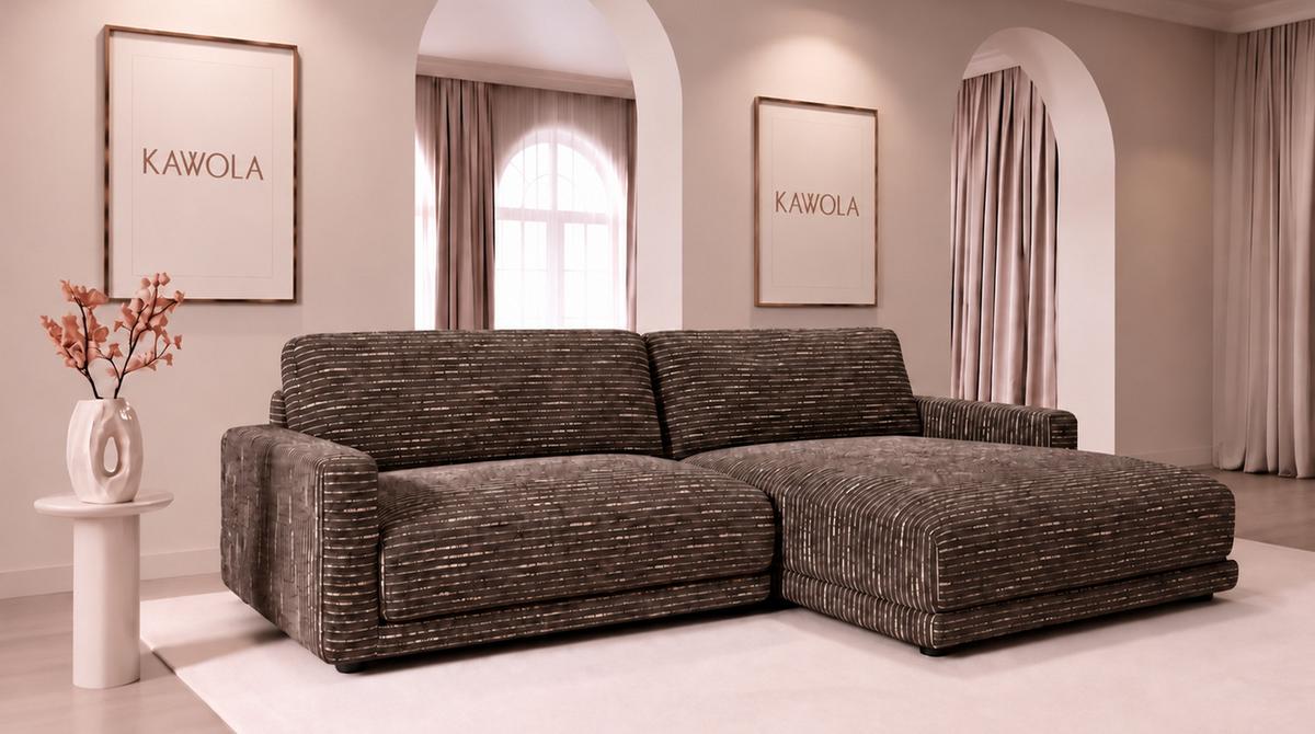 ECKSOFA MARLIN Braun Flachgewebe - Schwarz/Braun, Kunststoff/Textil (262/168cm) - KAWOLA