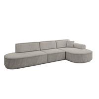 ECKSOFA Ottomane Rechts MARI-L2-v3 - 328x171x83 cm Hellbraun Velours - Hellbraun/Schwarz, Holzwerkstoff/Kunststoff (171/328cm) - ALTDECOR