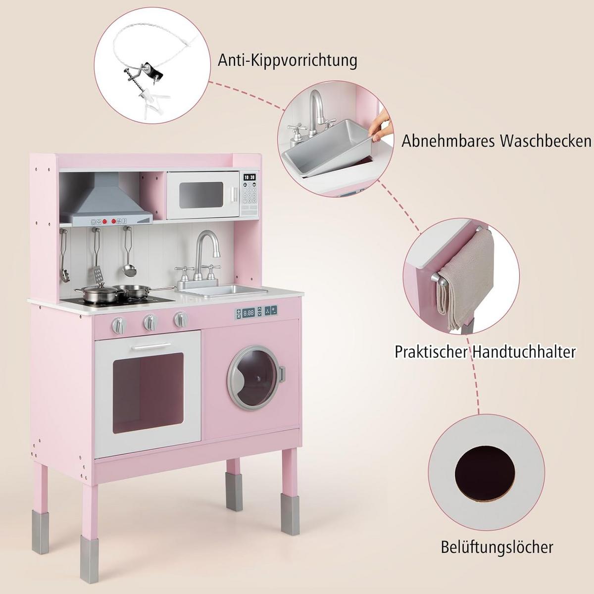 KINDERKÜCHE Pink - Pink, Kunststoff (71/101/29cm) - COSTWAY