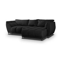 ECKSOFA VESTANO R-S Schwarz Velours-Stoff mit Schlaffunktion - Schwarz, Holz (287/182cm) - MASSENO
