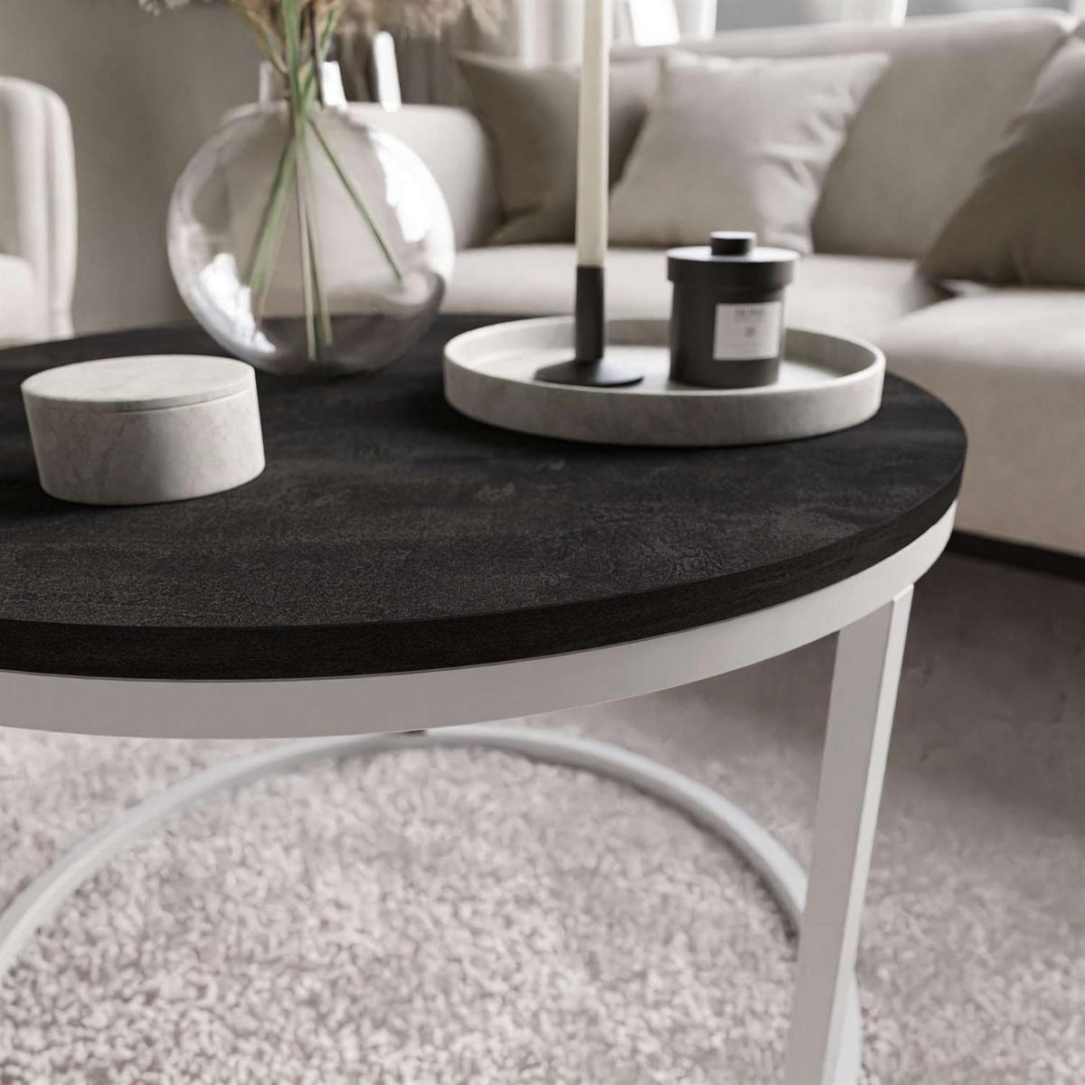 COUCHTISCH CIRI dunkler Beton - Weiß, Holzwerkstoff (60/60/42cm) - Lookway