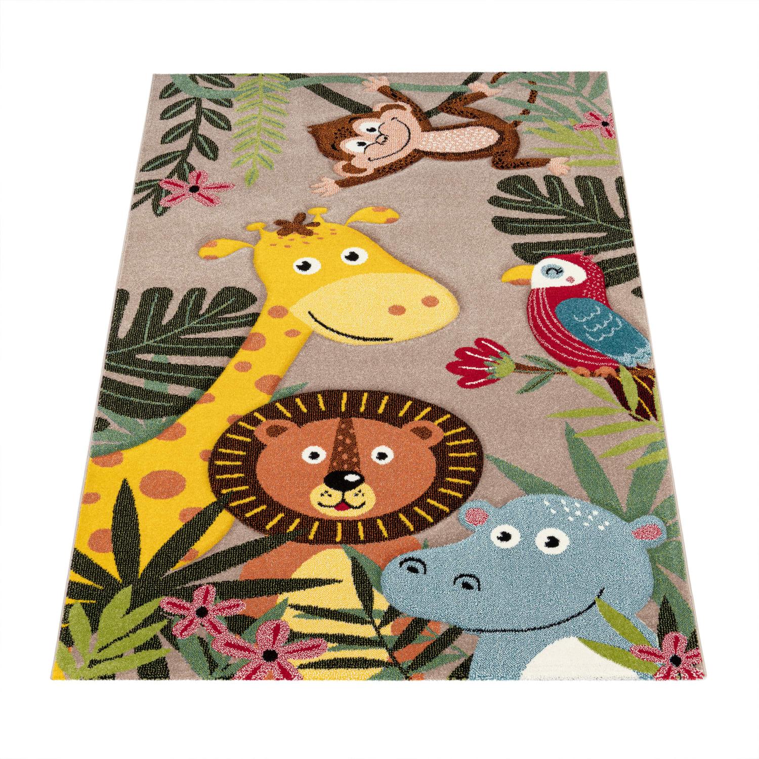 KINDERTEPPICH, mit Dschungel-Motiv, aus Polypropylen, Beige, 140 x 200 cm - Beige, Textil (200/140cm) - KADIMA DESIGN