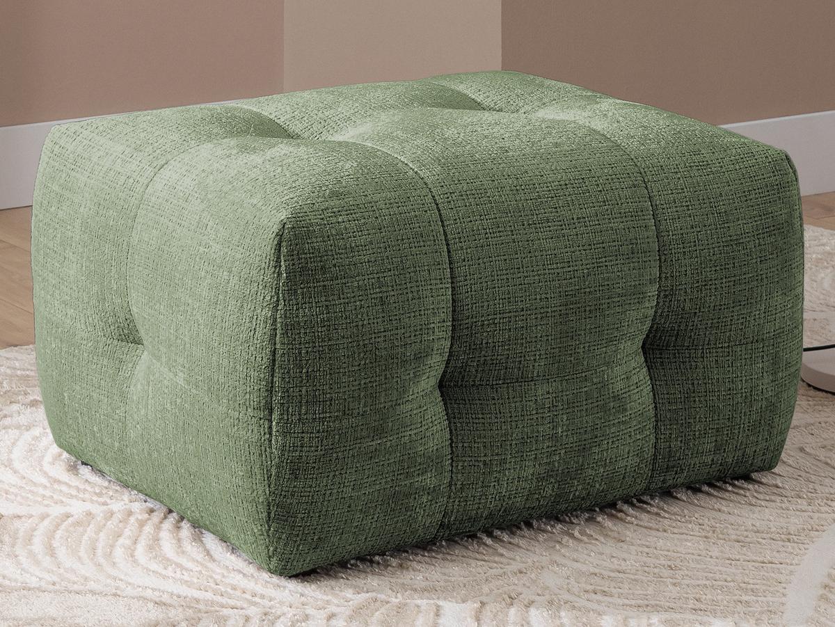 ECKSOFA inkl. Hocker Kozy im Bumpy-Design mit Schlaffunktion und fester Rückenlehne aus weichem Grün Chenille-Stoff - Ottomane rechts - Schwarz/Grün, Holz/Kunststoff (234/161cm) - S-Style Möbel