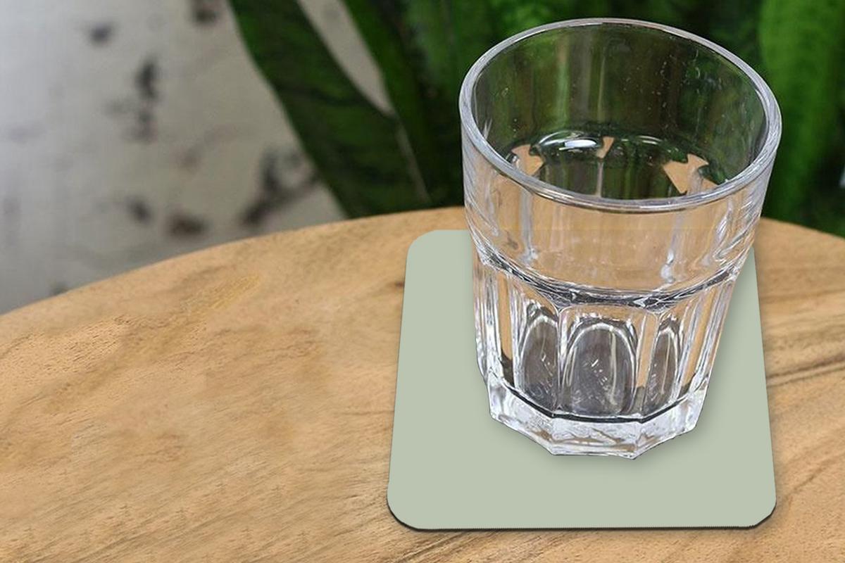 GLASUNTERSETZER 6er-Set Mintgrün - Unifarben 10x10 cm - Salbeigrün, Naturmaterialien (10/0.2cm) - MuchoWow
