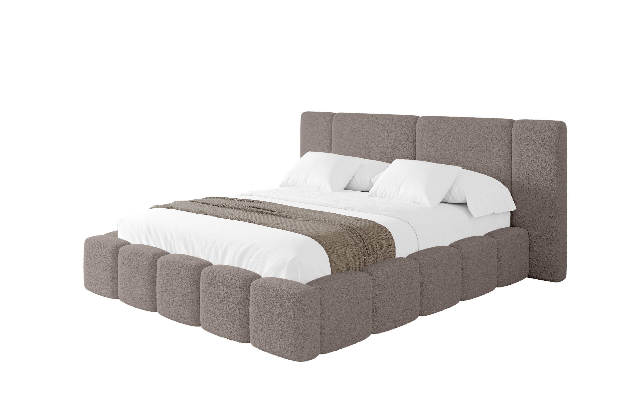 POLSTERBETT mit Bettkasten und Lattenrost, Boxbett ohne Matratze - NILO 120x200 Braun - Braun, Holzwerkstoff/Textil (120/200cm) - ALTDECOR