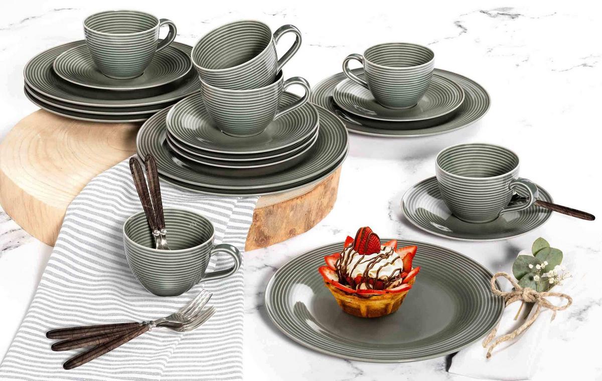 KOMBISERVICE Beat Color Glaze Perlgrau 30-tlg. - Grau, Keramik (2/2/2cm) - Seltmann Weiden