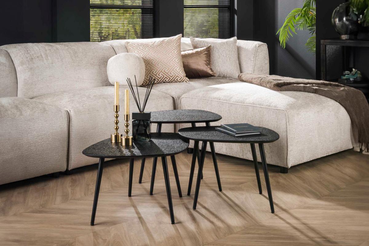 COUCHTISCH LAUCA 3ER SET Schwarz Metall - Schwarz, Metall (51/62/36cm) - KAWOLA