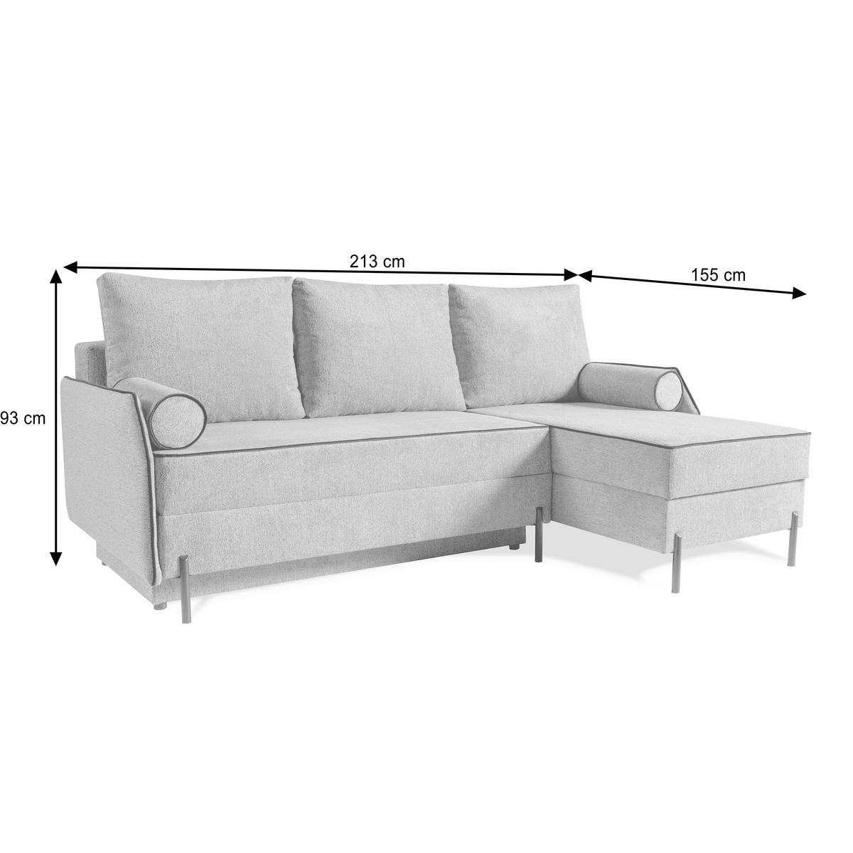 ECKSCHLAFSOFA Livio mit Schlaffunktion und universeller Ottomane, Braun - Braun, Textil (213/155cm) - Beautysofa