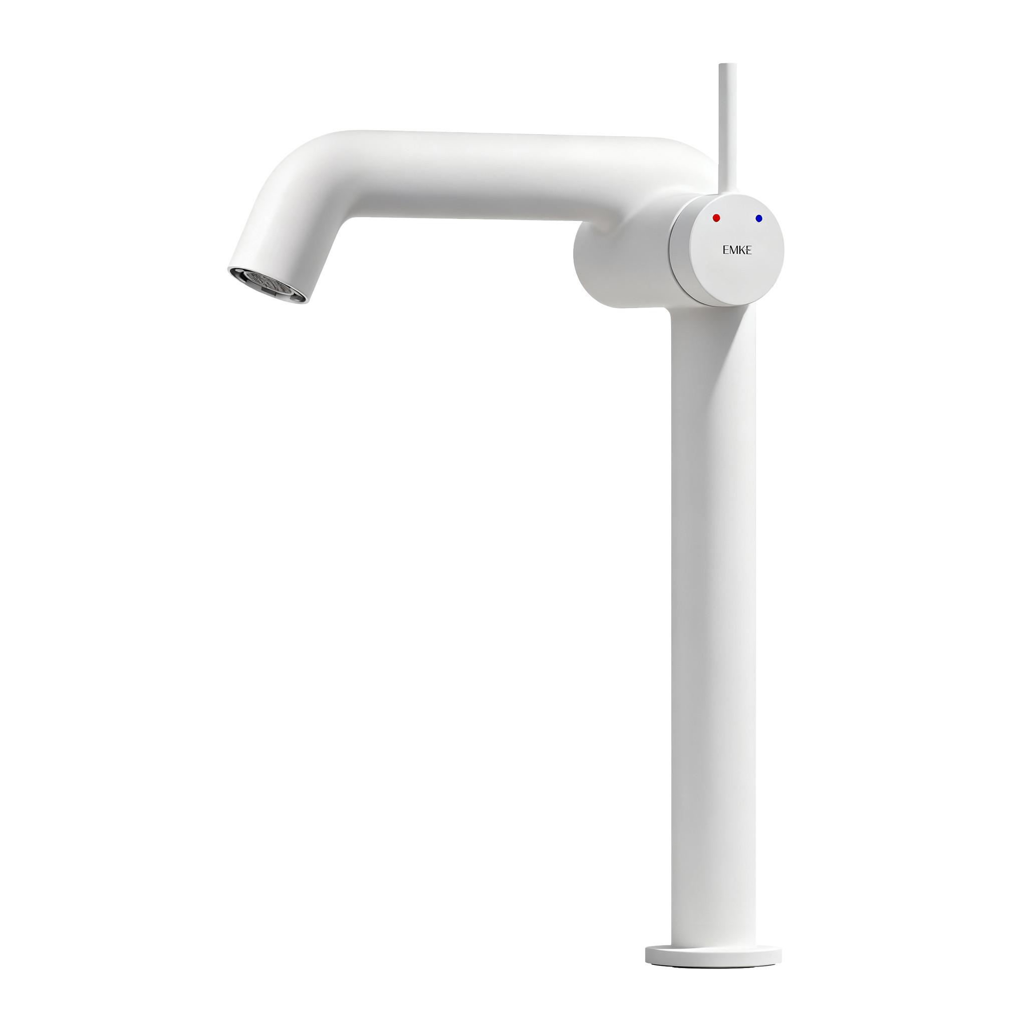 WASCHTISCHARMATUR Wasserzulaufrohr aus Edelstahl Weiß Matt 31/22 cm - Weiß, Metall (22/7.6/33.2cm) - EMKE
