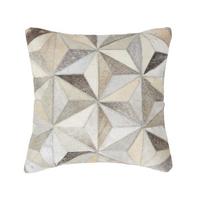 PATCHWORK-KISSEN Fell & Leder 45/45 cm geometrisch - Multicolor, Leder/Textil (45/45cm) - Homescapes