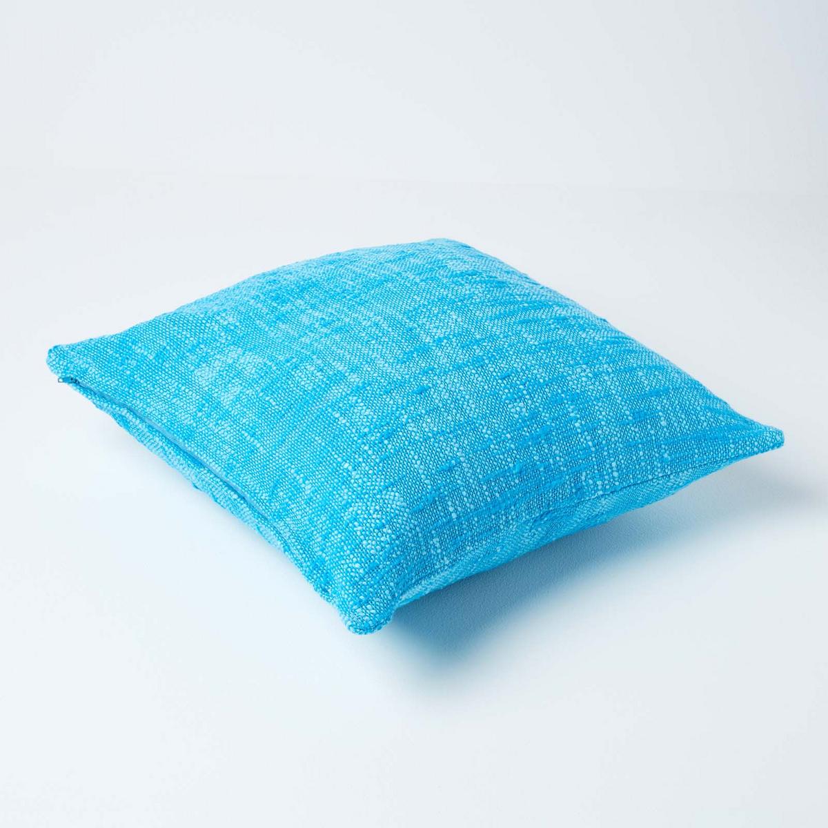 KISSENHÜLLE Nirvana Slub 60/60 cm, 100% Baumwolle - Türkis, Textil (60/60cm) - Homescapes