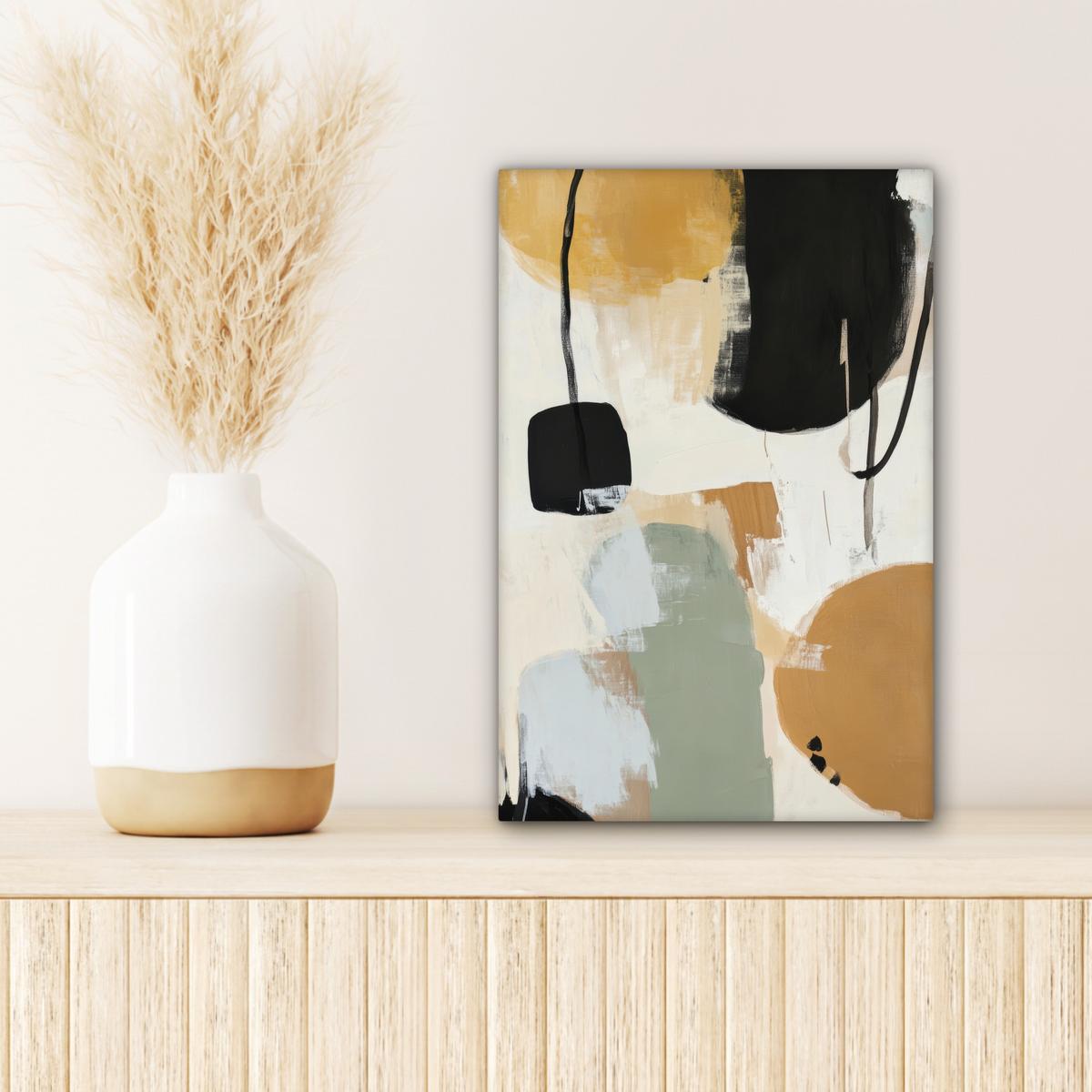 LEINWANDBILD Farbe - Abstrakt - Farben Deko Wohnzimmer 20x30 cm - Currygelb, Textil (20/30cm) - MuchoWow