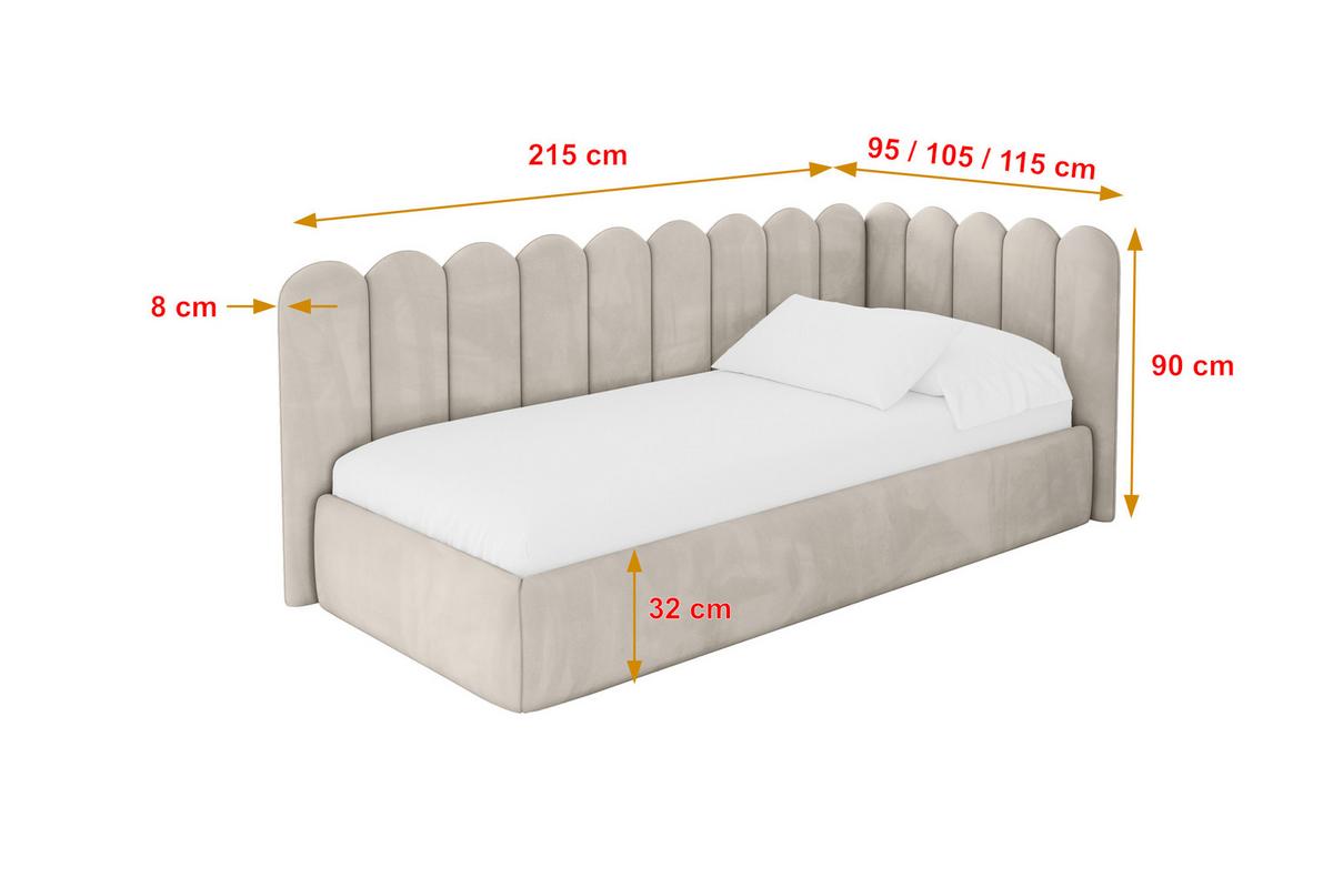 EINZELLBETT Jugendbett mit Bettkasten und Matratze H3/H4, Links - ARTY 100x200 Beige - Ecru, Holzwerkstoff/Textil (100/200cm) - ALTDECOR