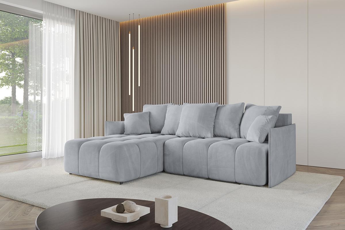 ECKSOFA Ottomane links LONLI-L 251x189x68 Titanfarben Velours - Titanfarben, Holzwerkstoff/Kunststoff (251/189cm) - ALTDECOR