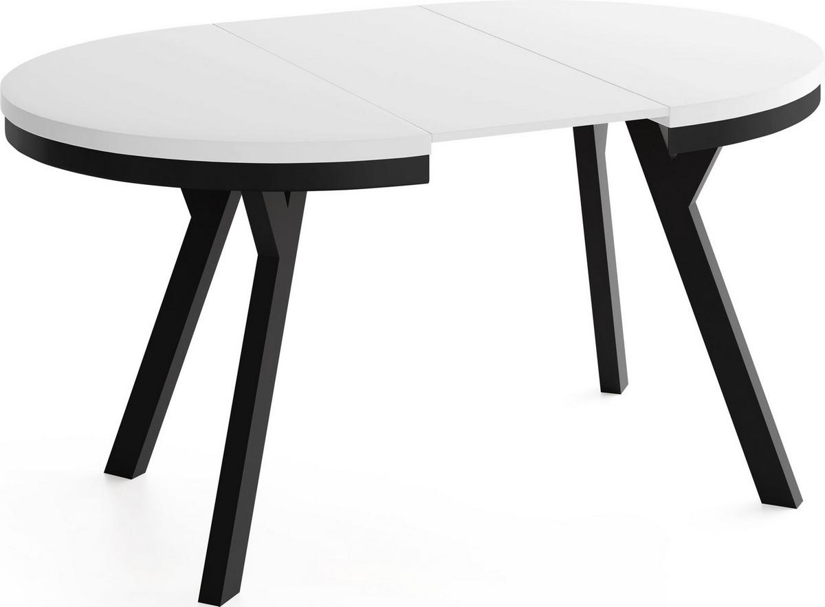 ESSTISCH Vero Neo rund ausziehbar verlängerbar, Weiss 80-130/80/77 cm - Schwarz/Weiß, Holz/Holzwerkstoff (80/130/77cm) - WFL GROUP
