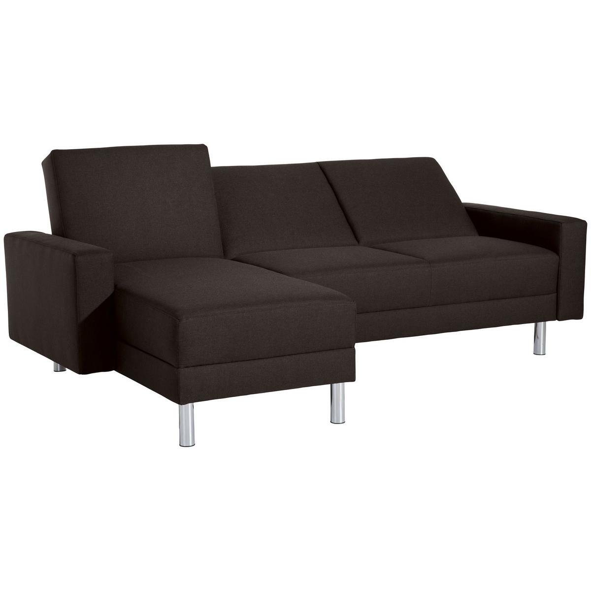 FUNKTIONSSOFA mit Hocker Katryna Flachgewebe schoko - Mokka, Kunststoff (144/92/230cm) - 58aufmkessel