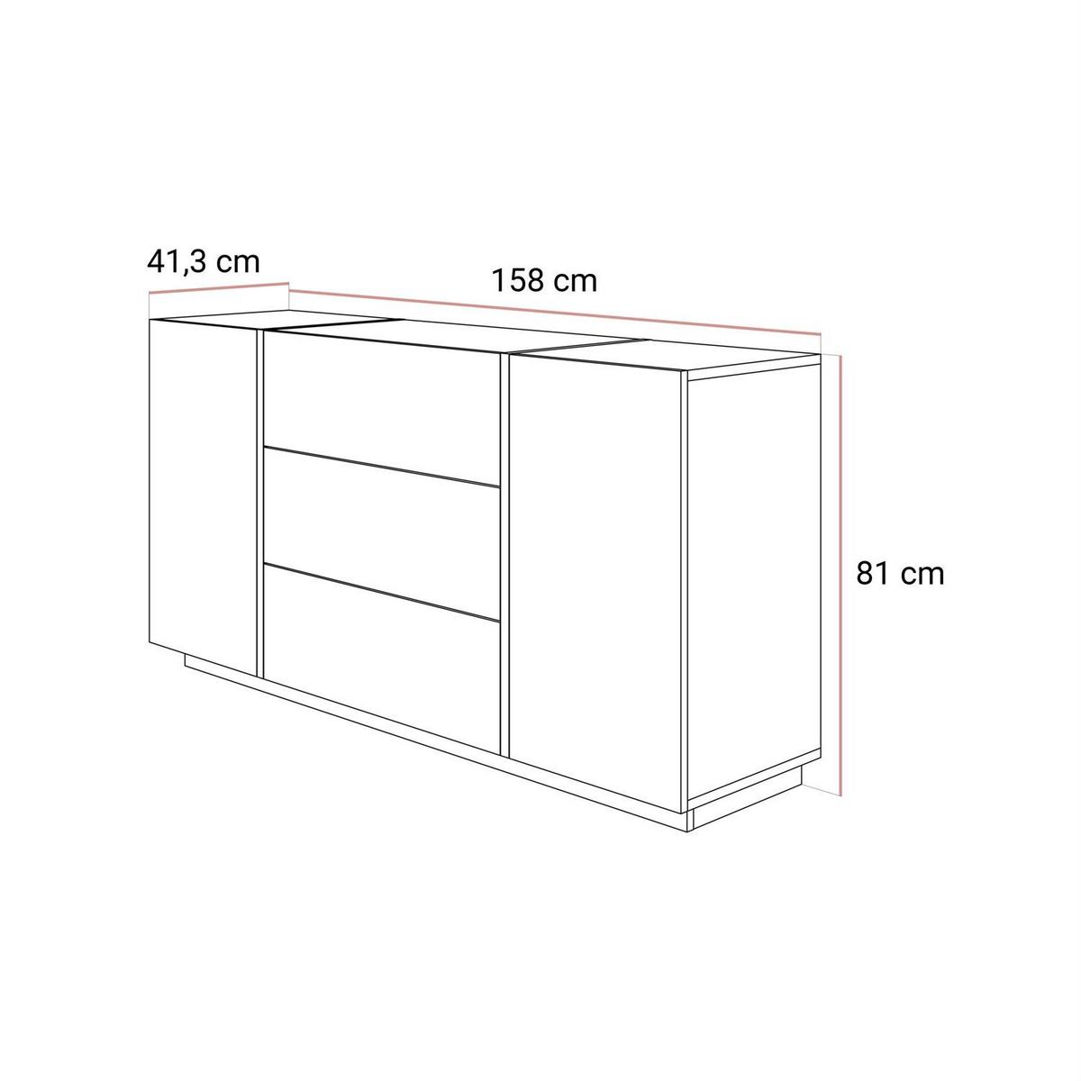 SIDEBOARD mit Schubladen ONYX Kaschmir Hochglanz - Kaschmir, Holzwerkstoff (158/81/41.3cm) - Lookway