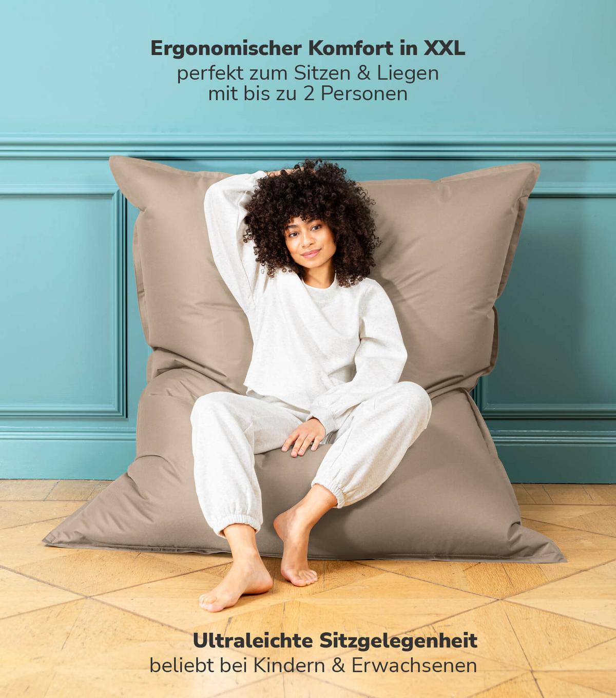 OUTDOOR SITZSACK mit Schutzhülle Der Große - Beige, Textil (130/170/20cm) - Mokebo