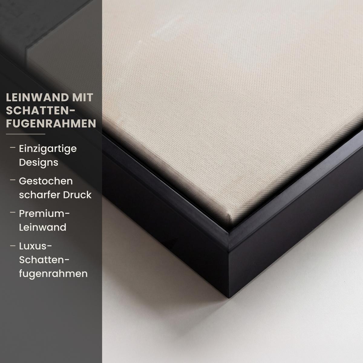 LEINWAND Bilder mit Rahmen - Abstrakt - Gold - Silber - Formen - Ästhetisch - Modern - 140x90 - Goldfarben, Textil (140/90cm) - MuchoWow