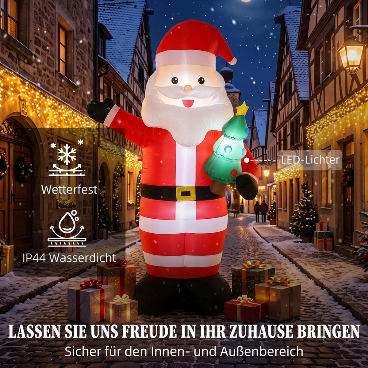 AUFBLASBARER-WEIHNACHTSMANN Polyester Rot - Rot, Textil (78/243/150cm) - Outsunny