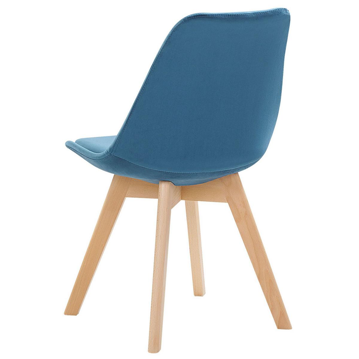 ESSZIMMERSTUHL 2er-Set Samtstoff Blau Dakota - Blau, Holz/Textil (47/82/57cm) - Beliani
