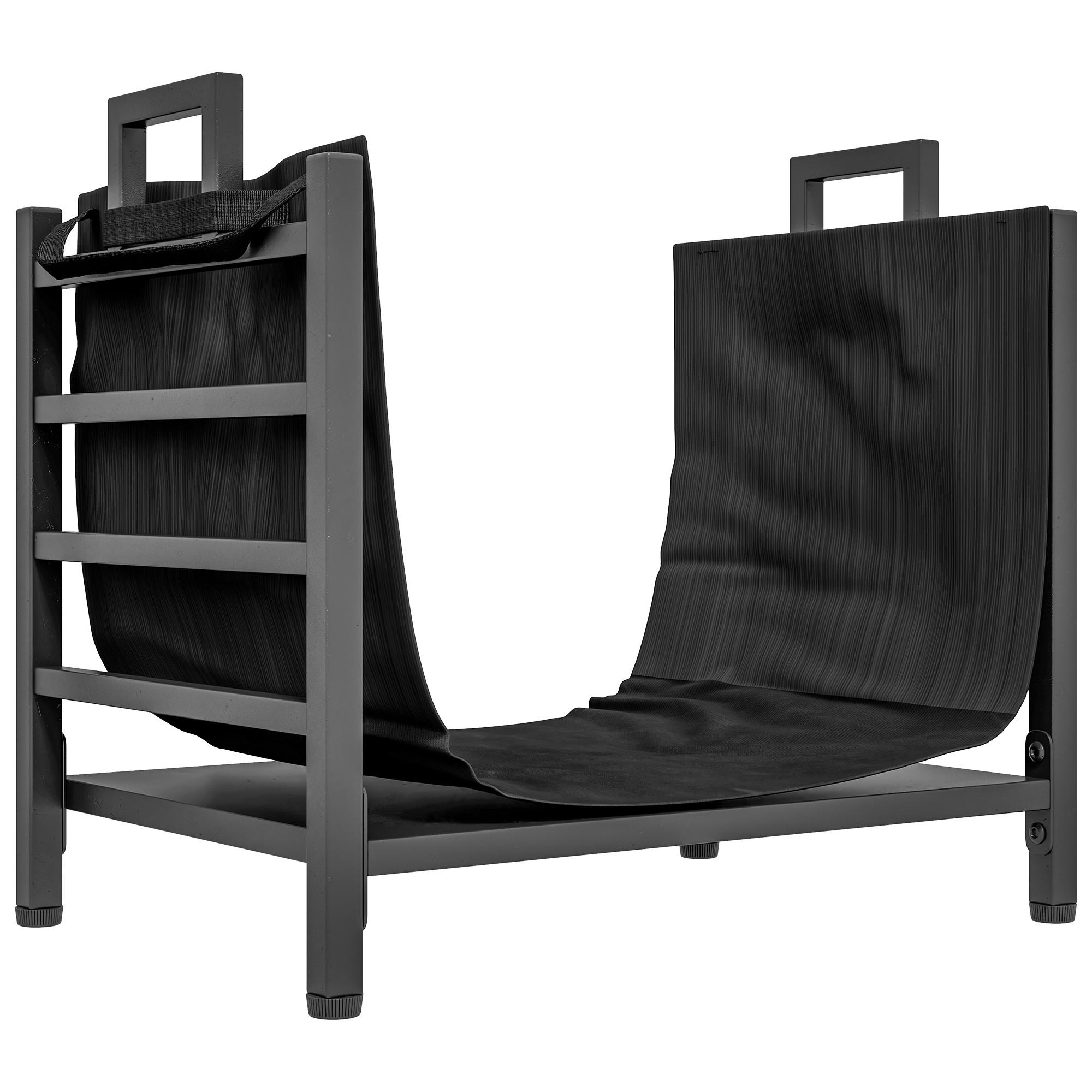 KAMINHOLZREGAL bis 50 kg - Schwarz, Metall (34/44/49cm) - Outsunny