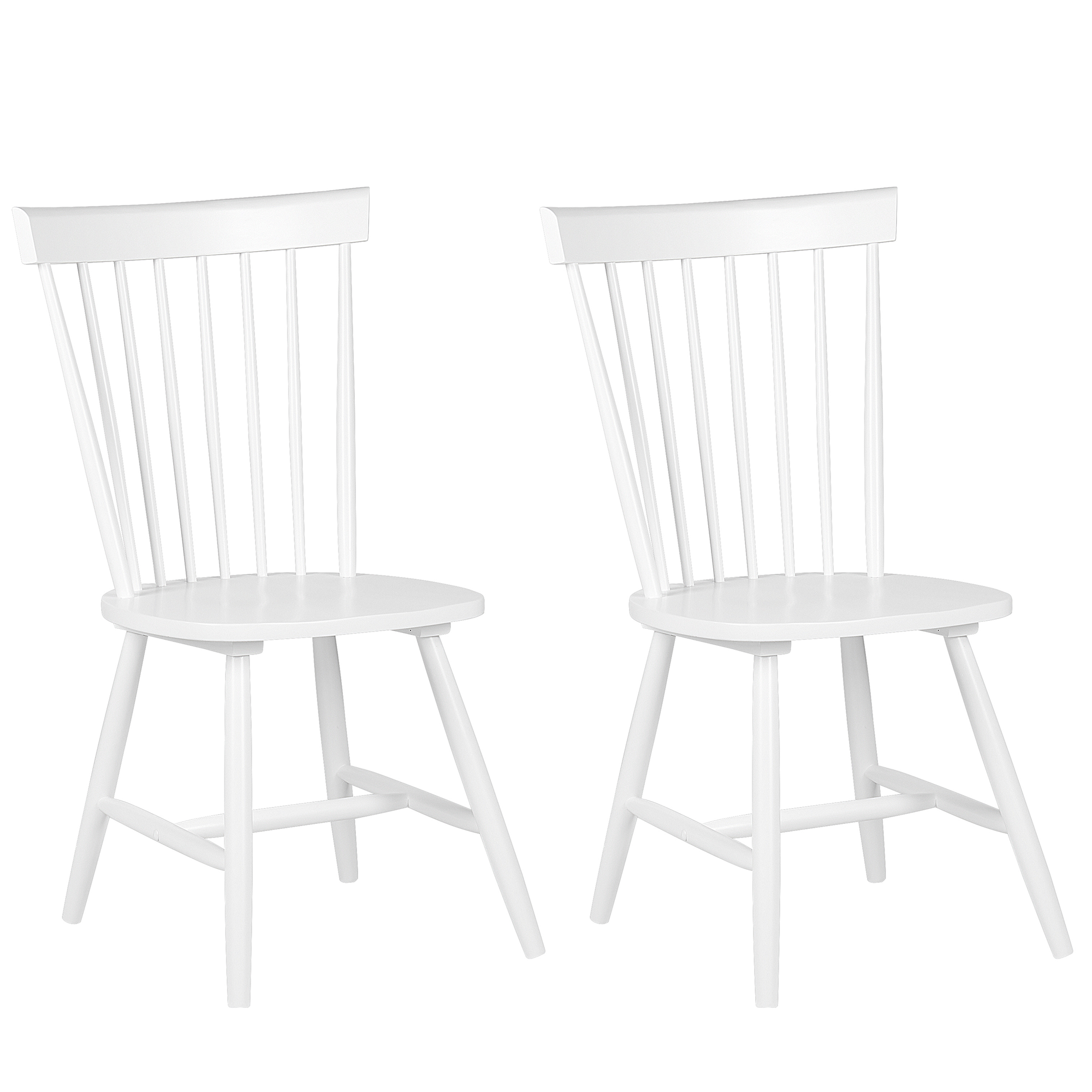 STUHL 2er-Set Gummibaumholz Weiß Burges - Weiß, Holz (51/92/46cm) - Beliani