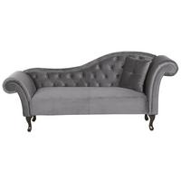 CHAISELONGUE Samtstoff grau rechtsseitig Lattes - Grau, Textil (188/87/59cm) - Beliani