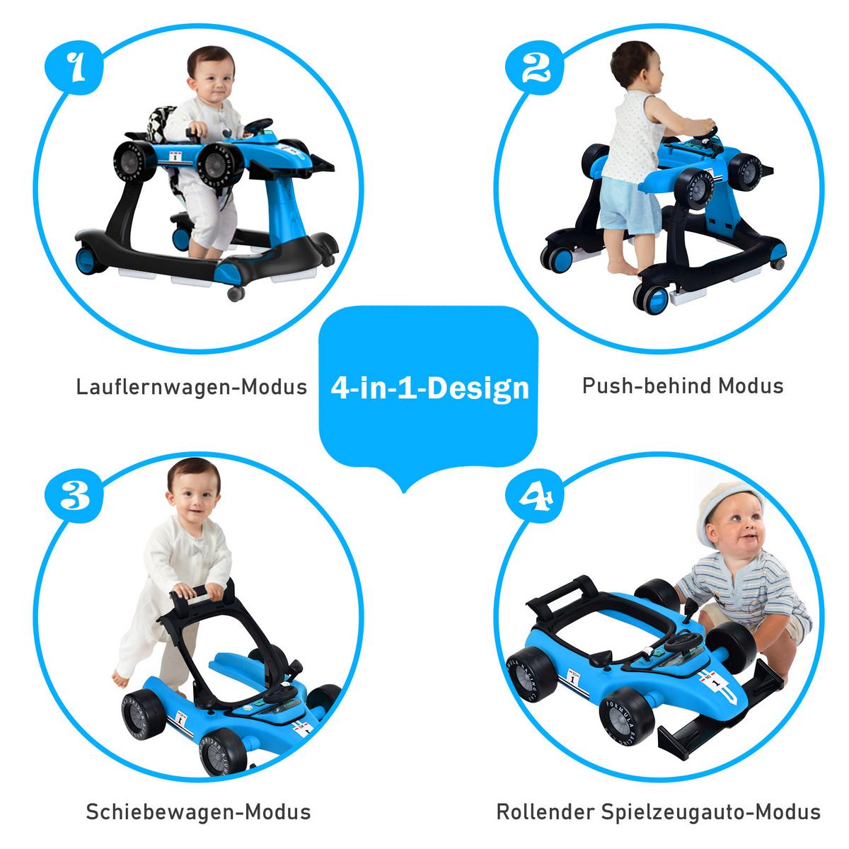 LAUFLERNWAGEN Klappbar Blau - Blau, Kunststoff (76/56/64cm) - COSTWAY