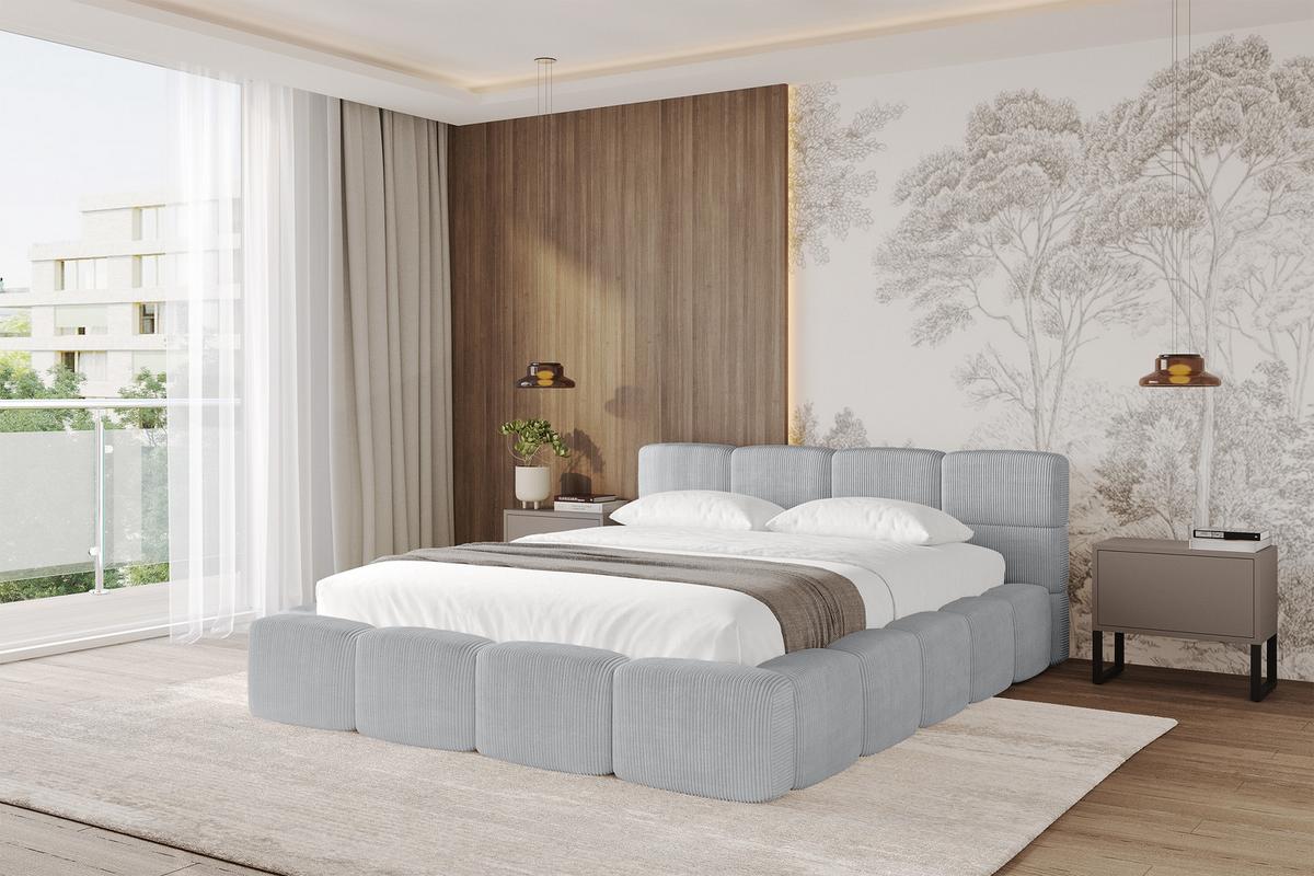 POLSTERBETT mit Bettkasten und Lattenrost, Bett mit Kopfteil, Boxbett ohne Matratze, Doppelbett mit Stauraum - NATA-v1 200x200 Grau - Graphitfarben, Holzwerkstoff/Textil (200/200cm) - ALTDECOR