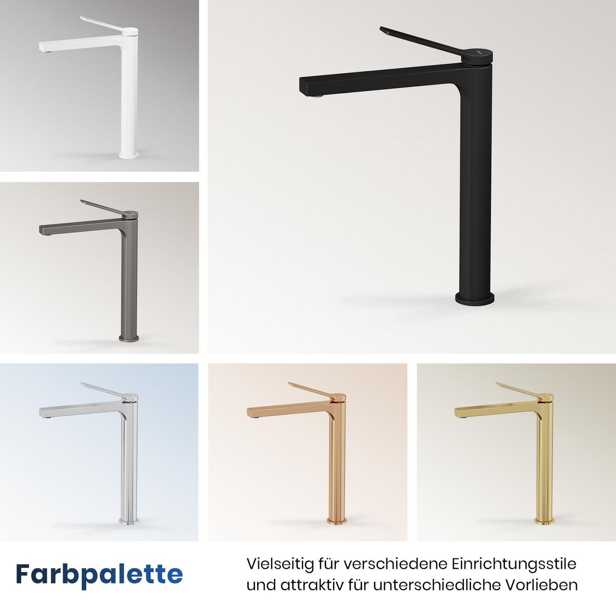 WASCHTISCHARMATUR mit Zertifiziertem Filterelement Schwarz Matt 33,5/23,3/4,6 cm - Schwarz, Metall (23.3/4.6/33.5cm) - EMKE