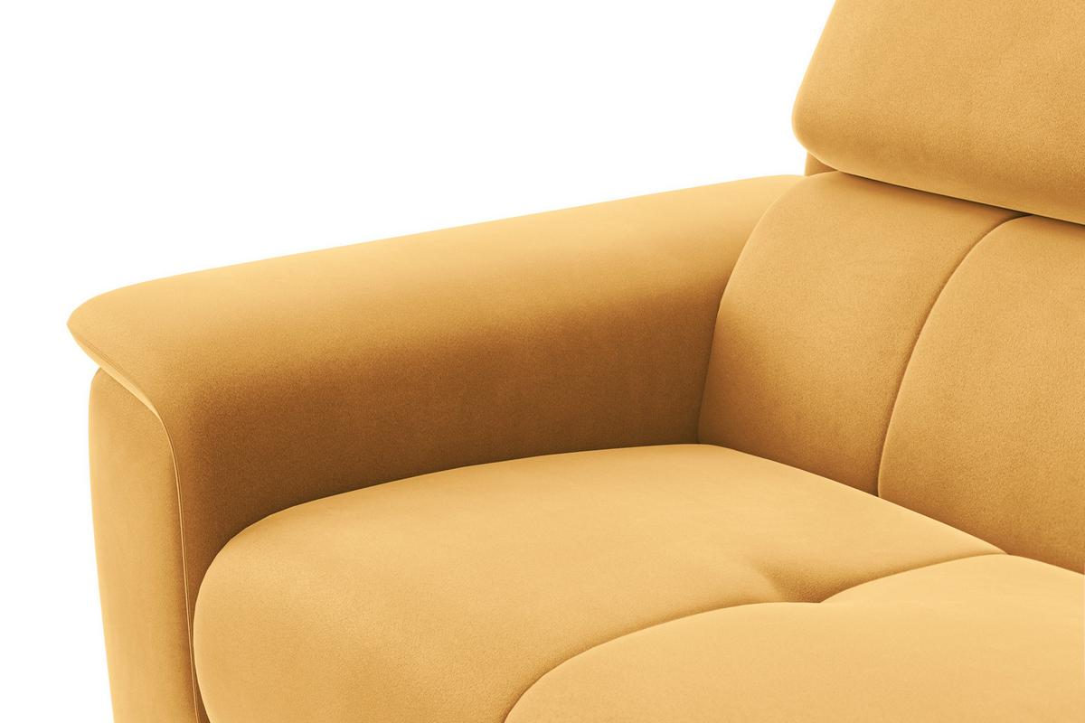 SOFA FIERO 3-Sitzer, Gelber Veloursstoff - Gelb/Schwarz, Holz/Textil (212/82/103cm) - Courtois Laville