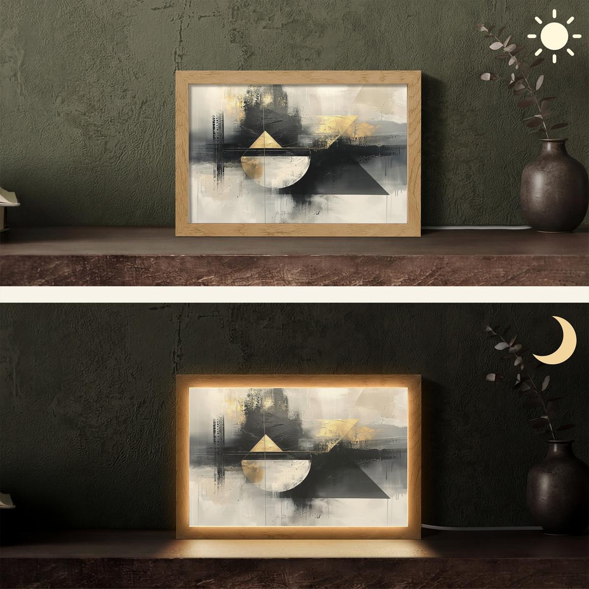 TISCHLEUCHTE Abstrakt - Schwarz - Farbe - Modern 30x20 cm - Birkefarben, Holzwerkstoff (8/30/20cm) - OnlyWow