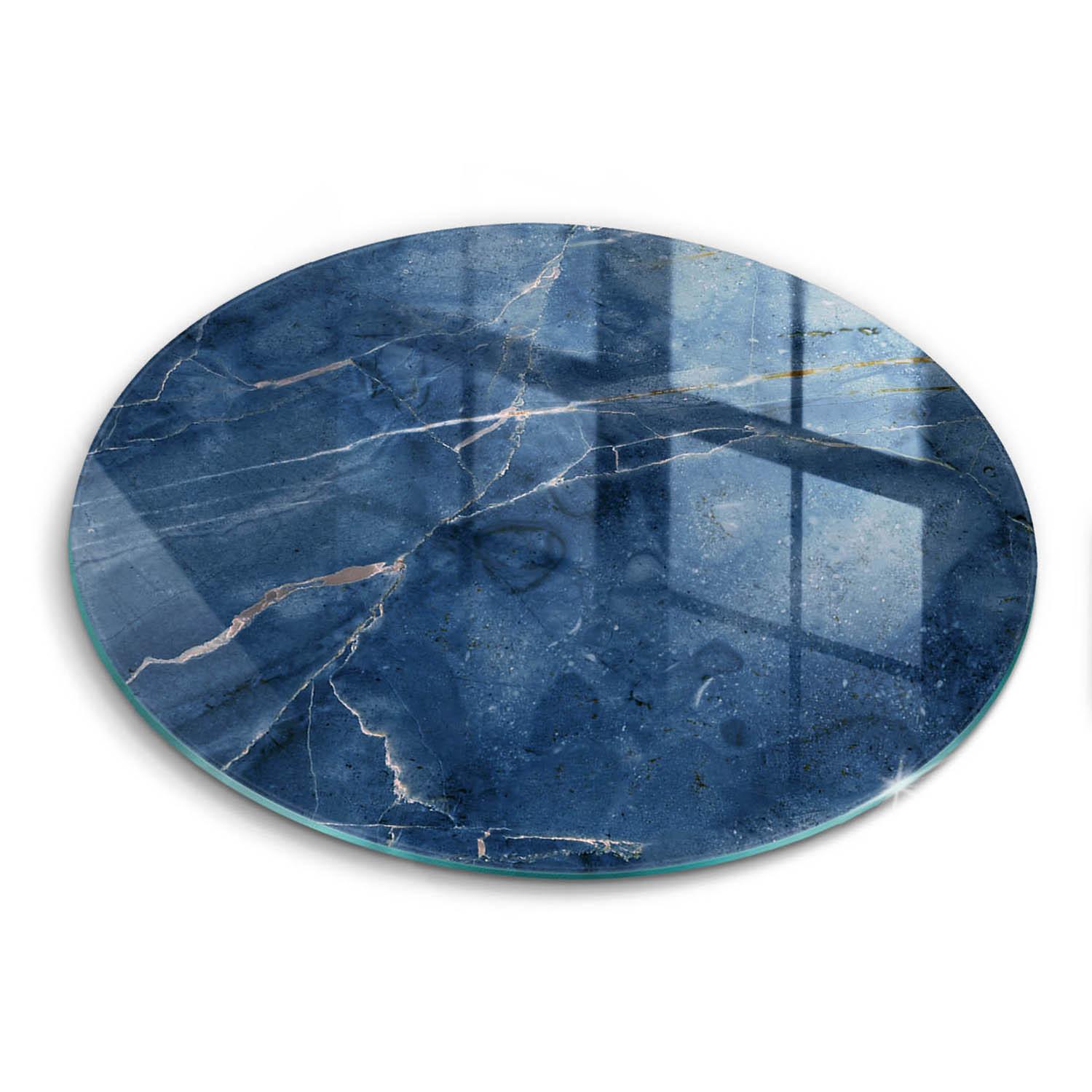 GLASPLATTE Ø 40 cm Stein Textur Marmor - Blau, Glas (40/40cm) - Wallfluent