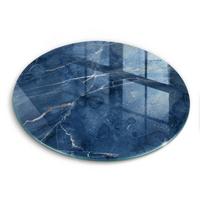 GLASPLATTE Ø 40 cm Stein Textur Marmor - Blau, Glas (40/40cm) - Wallfluent