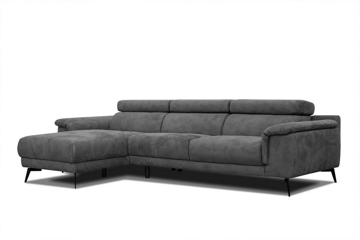 ECKSOFA FIERO 4-Sitzer, dunkelgrau - Dunkelgrau/Schwarz, Holzwerkstoff/Textil (158/269cm) - Wozimo