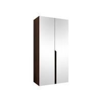 DREHTÜRENSCHRANK Mila III 100 - Nussbaumfarben/Schwarz, Holzwerkstoff/Kunststoff (100/202/52cm) - MIRJAN24