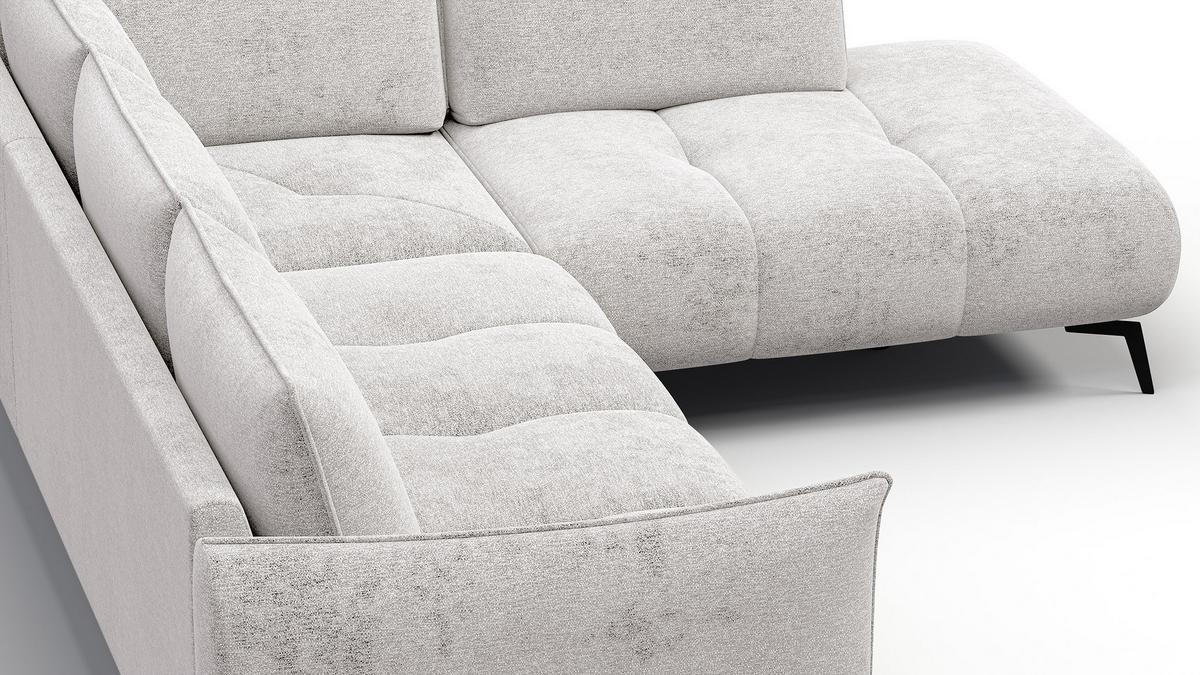 ECKSOFA AERA 5-Sitzer rechts, ecru - Ecru/Schwarz, Holz/Textil (268/206cm) - Wozimo